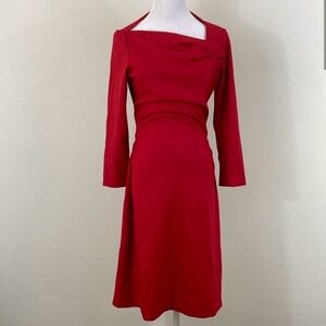 Diane Von Furstenberg Red Wool Dress Long Sleeves Women’s 6 Old Money Elegant